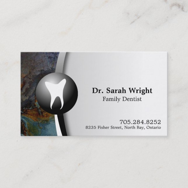 Family Dentist Business Card Tooth Teal Rock Visitenkarte (Vorderseite)