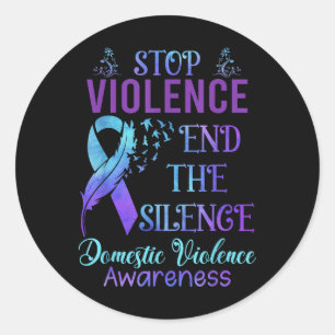 Family Domestic Violence Awareness Purple Ribbon Runder Aufkleber