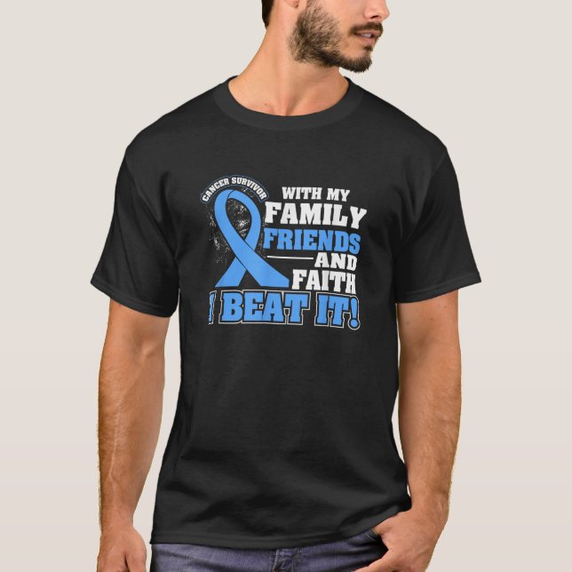 Family Faith I Beat It Prostate Cancer Awareness R T-Shirt (Vorderseite)