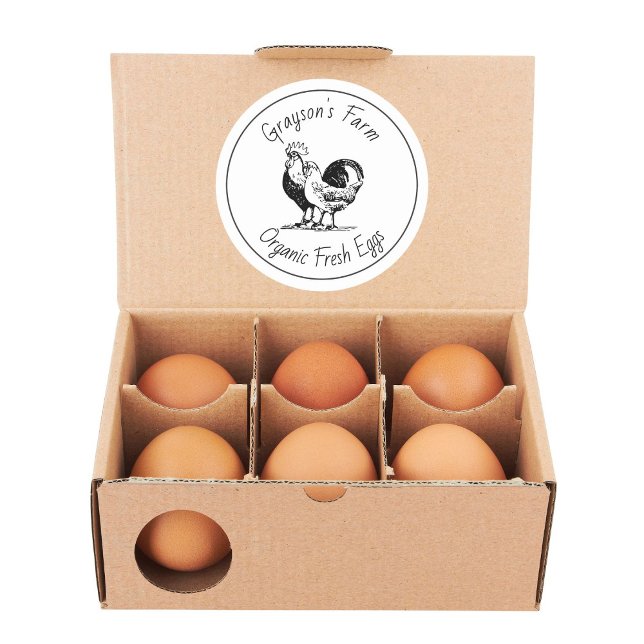 Family Farm Organic Fresh Eggs Runder Aufkleber (Von Creator hochgeladen)