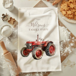 Family Farm Rustic Vintage Red Tractor Geschirrtuch