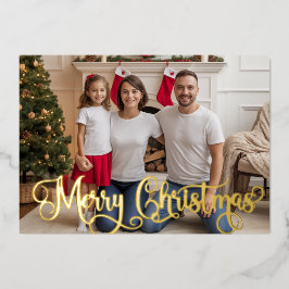 Family Festive Photo Foil Holiday, Christmas Card Folien Feiertagskarte