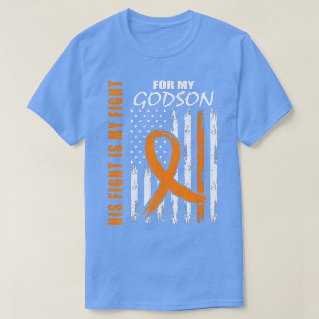 Family Fight Godson Leukemia Awareness American Fl T-Shirt (Design vorne)