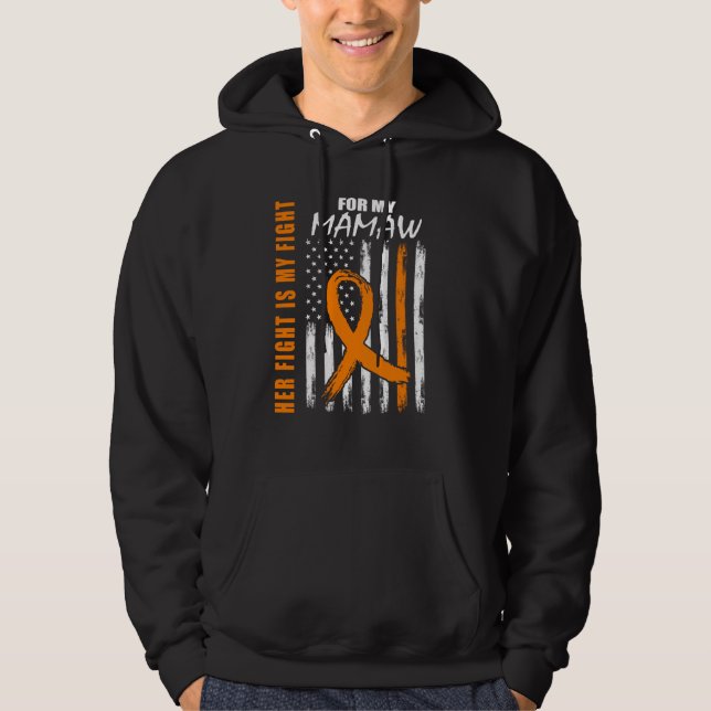 Family Fight Mamaw Leukemia Awareness American Fla Hoodie (Vorderseite)