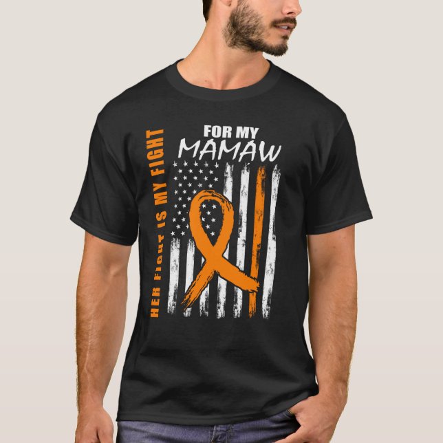 Family Fight Mamaw Leukemia Awareness American Fla T-Shirt (Vorderseite)