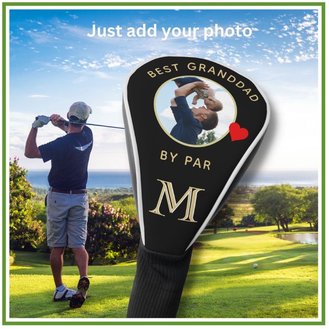 Family Foto Best Granddad Heart Custom Monogram Golf Headcover (Von Creator hochgeladen)