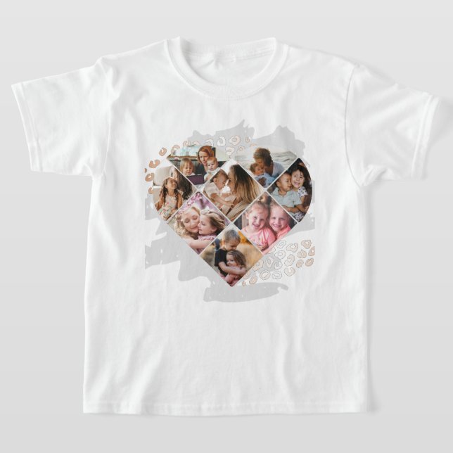 Family Foto Bestes Oma je Herz Gestalt 8 Foto T-Shirt (Ablage )