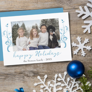 Family Foto Blue Foliage Weihnachtsgeschenk Feiertagskarte