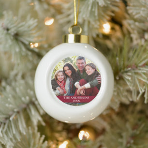 Family Foto Burgundy Keramik Kugel-Ornament