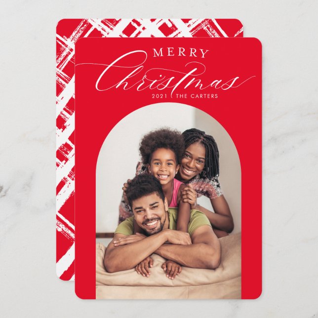 FAMILY FOTO CARD fröhliche Weihnachtsarchitektur R Ankündigung (Vorne/Hinten)