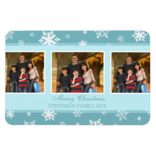 Family Foto Christmas Magnet Aquamariner Weißschne