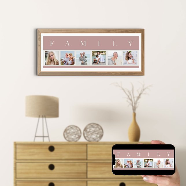 FAMILY Foto Collage 6 Picture Strip Pink Custom Poster (Von Creator hochgeladen)