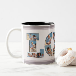 FAMILY Foto Collage Liebe Script Modern Keepake Zweifarbige Tasse