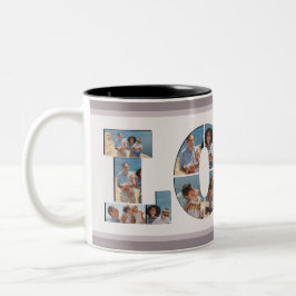 FAMILY Foto Collage Liebe Script Modern Keepake Zweifarbige Tasse