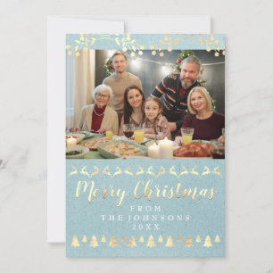 Family Foto Frohe Weihnachten Gold Kraft Blue