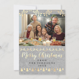Family Foto Frohe Weihnachten Gold Kraft Gray
