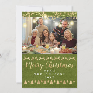 Family Foto Frohe Weihnachten Gold Kraft Green