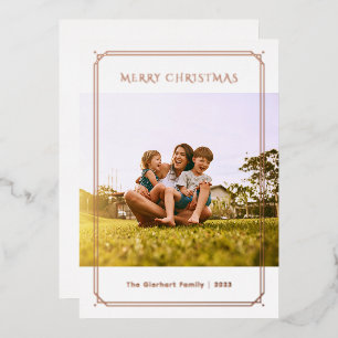 Family Foto Geometrische Weihnachtszeit Rose Gold Folien Feiertagskarte
