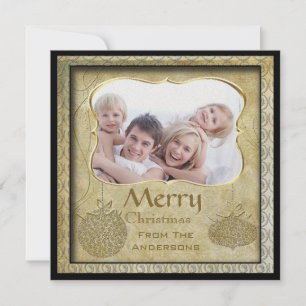 Family Foto Gold Metallische Weihnachtskarten Feiertagskarte