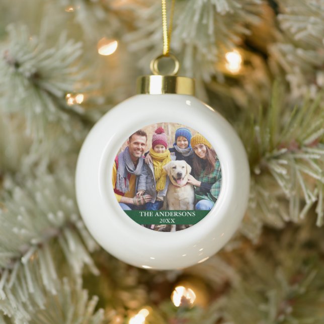 Family Foto Green Keramik Kugel-Ornament (Baum)