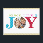 FAMILY FOTO JOY schlicht, fett und modern, farbig  Feiertagspostkarte<br><div class="desc">von kat massard >>> www.simplysweetpaperie.com << Send und extra besondere Nachricht mit Stil und Pizzazz in diesem Jahr... Personalisiert mit Ihren Details & Fotos werden sich meine modernen Urlaubsprodukte von den Grußfreuden abheben, die Ihre Freunde und Familie in dieser Saison erhalten werden, und ein besonderes Memento machen, das lange nach...</div>