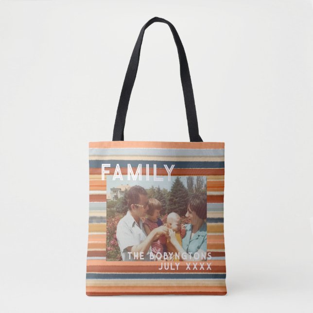 Family Foto Keepake boho Retro Strip Typografie (Vorderseite)