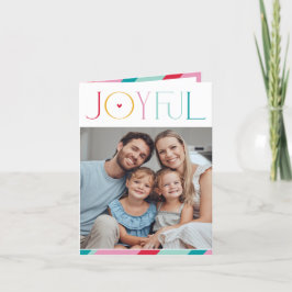 FAMILY FOTO Moderne Serifentypografie JOYFUL Farbe Feiertagskarte