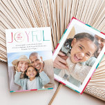 FAMILY FOTO Moderne Serifentypografie JOYFUL Farbe Feiertagskarte<br><div class="desc">per kat massard >>> WWW.SIMPLYSWEETPAPERIE.COM<<< An elegant card design featuring the quote "JOYFUL" with combined elegant script type with serif typography, and plain colour on the backside, giving you the opportunity to handwrite a personal message. With trendy edged square shaped photo on the front for your favourite photo! NOTE >>...</div>