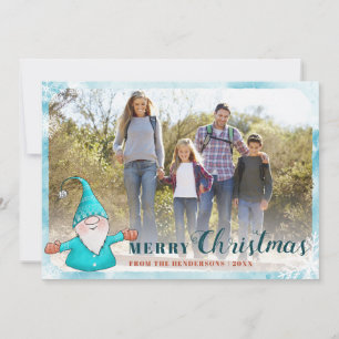 Family Foto Niedlich Gnome Aquamarin Blauer Weihna Feiertagskarte