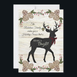 Family Foto von Rustic White Wood Farmhouse Christ Feiertagskarte<br><div class="desc">Light white wood plank background version. Rustic country farmhouse Christmas artwork for your family's holiday greeting card. Your foto on the reverse side with your message easily change on the front and back sides! Art Copyright Audrey Jeanne Roberts.</div>