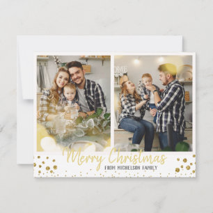 Family Foto Weihnachtskarte Gold Confetti Karte