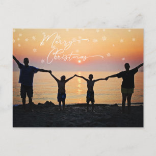Family Foto White Frohe Weihnachten Schriftart Sno Postkarte