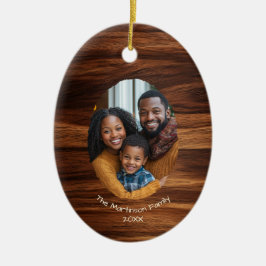 Family Foto Wood Oval Personalisierte Weihnachten Keramik Ornament