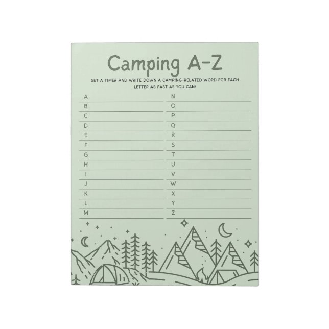Family Fun Camping A-Z Game Notizblock (Rotiert)