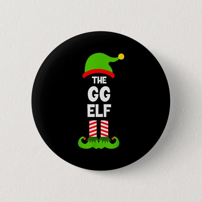 Family Gg Elf Christmas Matching Pajama Funny  Button (Vorderseite)