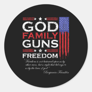 FAMILY GOD GUNS AND FREEDOM CHRISTIAN MAGA TRUMP RUNDER AUFKLEBER