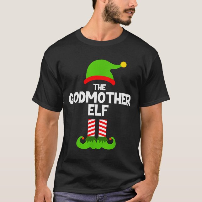 Family Godmother Elf Christmas Matching Pajama Fun T-Shirt (Vorderseite)