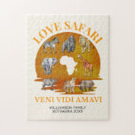 Family Group LOVE SAFARI Souvenir Puzzle<br><div class="desc">Celebrate the wild adventure of a lifetime with this custom family safari Jigsaw Puzzle with PERSONALIZATION—perfect for your African journey! Whether you're heading to Botswana, Kenya, Tanzania or South Africa, this stylish and memorable Jigsaw Puzzle features beautiful watercolor safari animals, a silhouette of Africa, and the phrase "Love Safari –...</div>