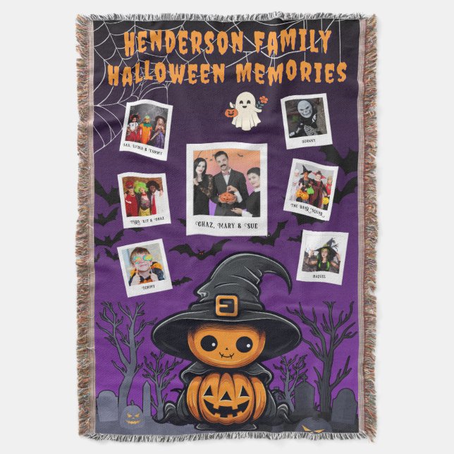 Family Halloween Memories Collage – Kid Witch Decke (Vorderseite Vertikal)