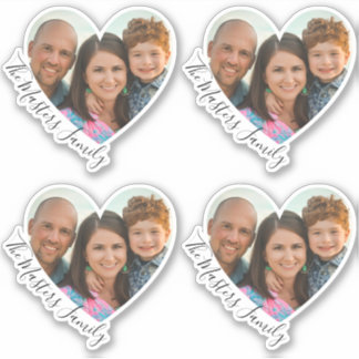 Family Heart Foto Elegante Sweet Script Aufkleber