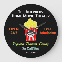 Family Home Movie Theater Open 24/7  Große Wanduhr