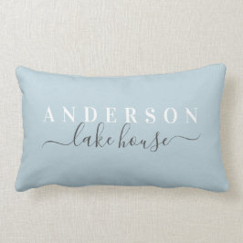 Family Lake House Blue Lumbar Pillow / Nachname Lendenkissen