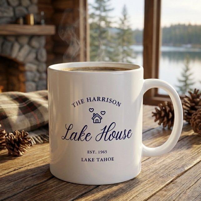 Family Lake House Coastal Custom Decor Kaffeetasse (Von Creator hochgeladen)