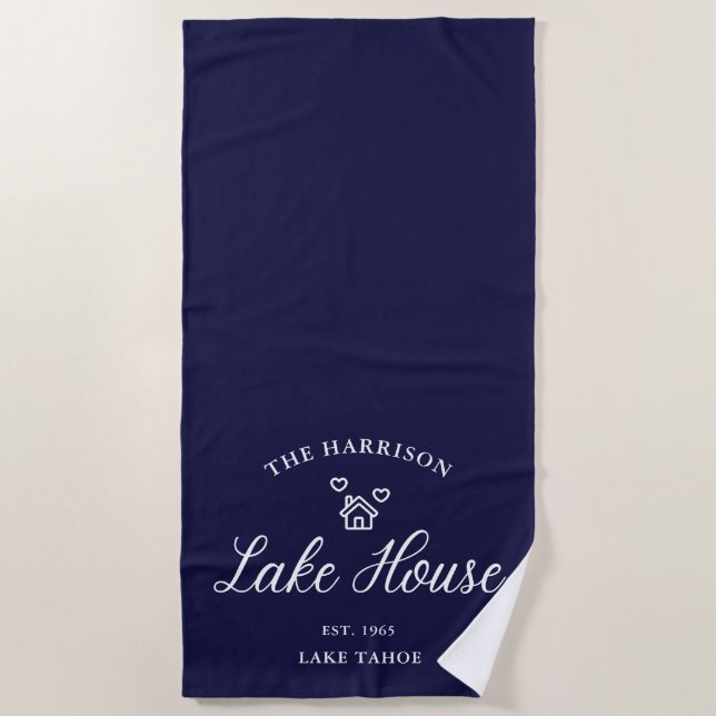 Family Lake House Coastal Custom Decor Strandtuch (Vorderseite)