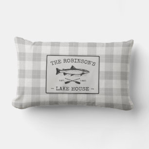Family Lake House Oars Fisch Weiß Kariert Außenb Kissen Für Draußen