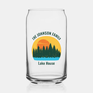 Family Lake House Sunset Personalisiert Dosenglas