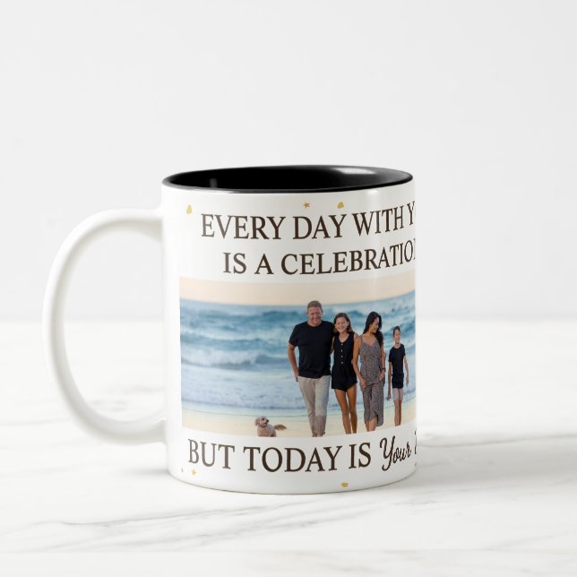 Family Love – 5 Photo Son & Daughter Day Mug Zweifarbige Tasse (Links)