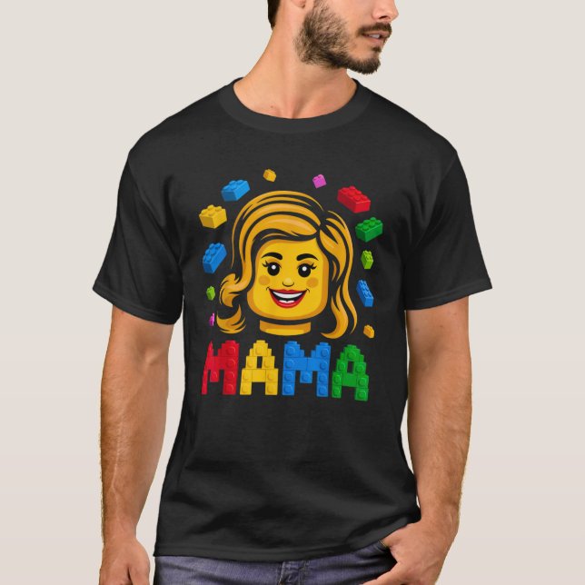 Family Mama Mom Master Builder Building Bricks Blo T-Shirt (Vorderseite)