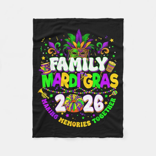 Family Mardi Gras Crew 2026 Carnival Trip Matching Fleecedecke (Vorderseite)