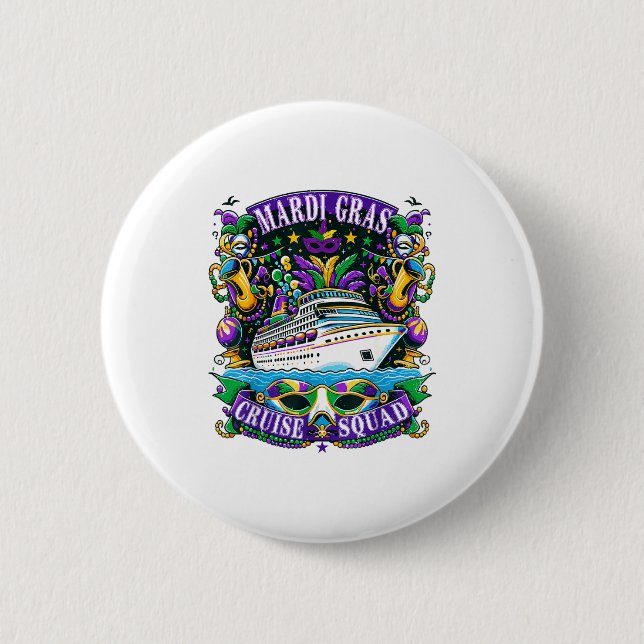 Family Mardi Gras Cruise Squad Vacation Trip Ship  Button (Vorderseite)